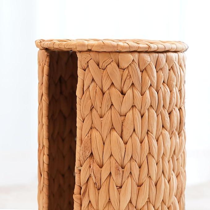 PINXIURY Water Hyacinth Paper Roll Holder, Wicker Toilet Paper Holder Stand for Bathroom, 3 Rolls of Toilet Paper Storage, Toilet Roll Holder Stand for Bathroom and Under Sink - ModernBath