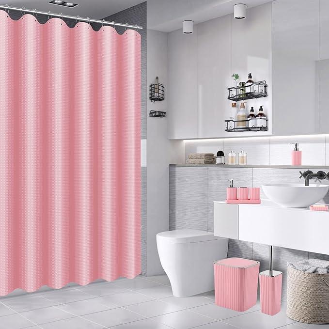 XLHOMO 28PC Bathroom Set - Gorgeous Pink Bathroom Set, Bathroom Accessory Set, Pink Shower Curtain Set with 5PC Shower Caddies - ModernBath