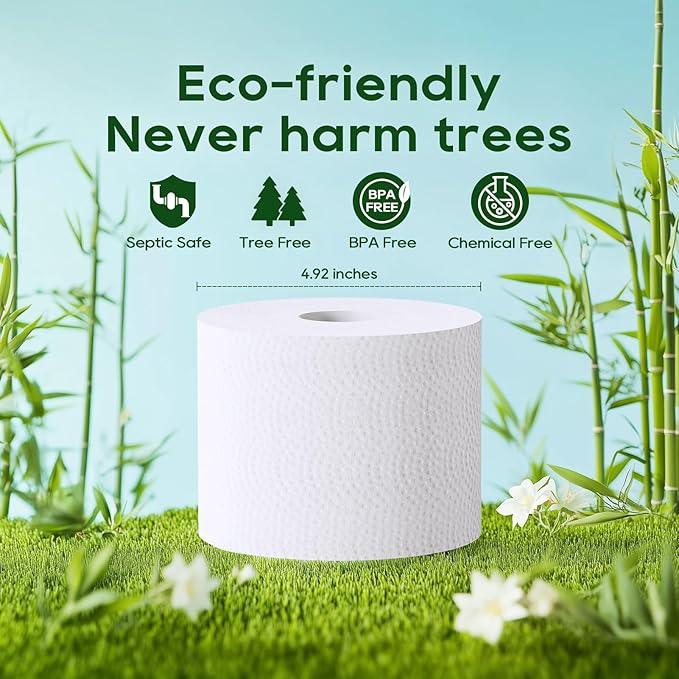 ECOLipak Bamboo Toilet Paper, Septic Safe Toilet Tissue, 9 Mega Rolls, 600 Sheets Per Roll, Tree Free, Non Toxic, 2 Ply, Soft and Absorbent, Eco Friendly Dye-Free Paper - ModernBath