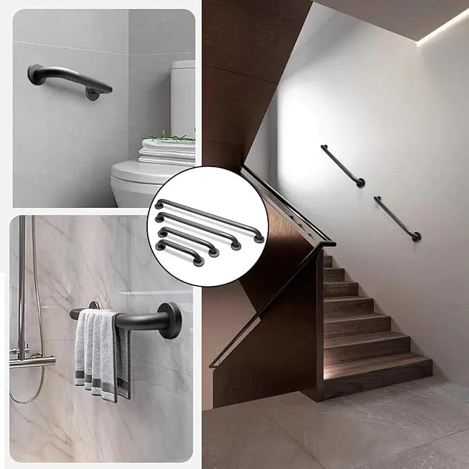 Rackickyer Shower Grab Bar, 2 Pack 24 Inch Gray Bathroom Grab Bar, 1.25" Diameter 304 Stainless Steel Anti-Slip Grab Bars for Bathtubs and Showers, Handicap Shower Grab Bar for Seniors Elderly - ModernBath