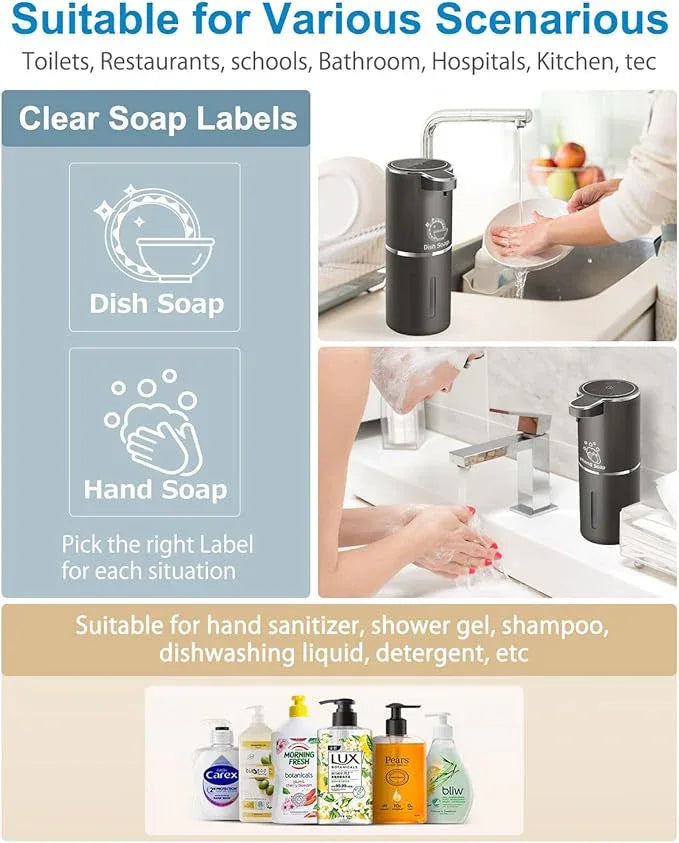 Gotofine Automatic Liquid Soap Dispenser,4-Level Adjustable, Wall Mount,USB Rechargeable,12.8oz/ 380ml,Touchless Hand & Dish Soap Dispenser for Bathroom, Kitchen,Hotel, Restaurant - ModernBath