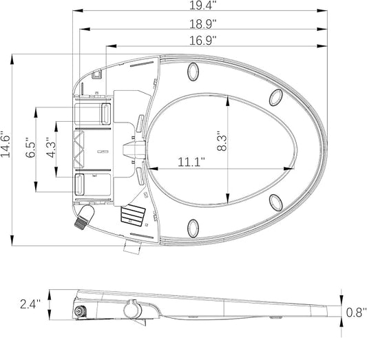 Bidet Toilet Seat Elongated, Non-Electric Bidet Seat with Dual Self-Cleaning Nozzles, Adjustable Water Pressure, Soft Close PP Material, Easy Installation Toilet Seat Bidet for Bathroom Hygiene