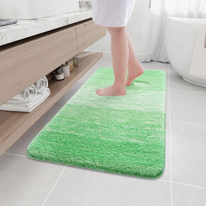 Arotive Microfiber Bathroom Rugs, Shaggy Soft and Absorbent Bath Rug, Non-Slip, Thick Plush Machine Washable Dry Bath Mats for Bathroom, Tub and Shower, 44x24, Green, Rectangular - ModernBath
