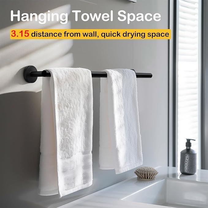 Bath Towel Bar, 20 Inch Towel Racks for Bathroom Wall Mounted, Heavy Duty Bathroom Towel Holder Organizer, Stainless Steel Modern Home Decor Towel Rod, Matte Black - ModernBath