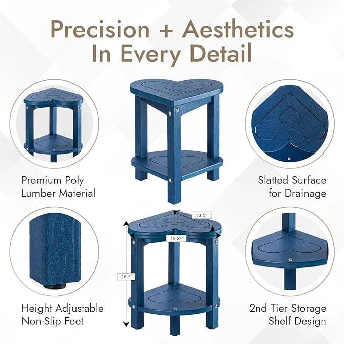 Corner Shower Stool for Inside Shower - Waterproof Corner Shower Bench, HDPE Plastic Bathroom Bench, Adjustable Height Corner Chair for Shaving Legs,Storage Shelf,Non-Slip Feet,Blue - ModernBath