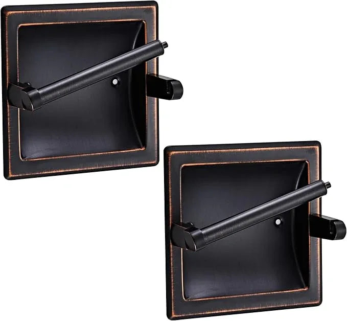 Toilet Paper Holder 2 Pack, Recessed Pivoting Toilet Paper Holder Wall Mount Stainless Steel for Large Rolls in Bathroom (Oil Rubbed Bronze) - ModernBath