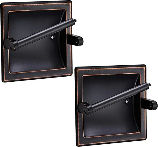 Toilet Paper Holder 2 Pack, Recessed Pivoting Toilet Paper Holder Wall Mount Stainless Steel for Large Rolls in Bathroom (Oil Rubbed Bronze) - ModernBath