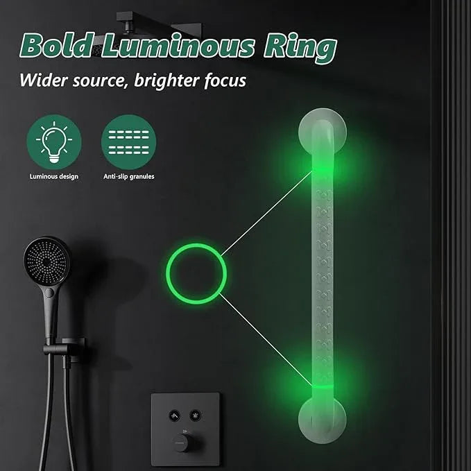 Grab Bars for Shower,2 Pack 20 Inch Shower Handle Bath Grab Rails with Anti-Slip Grip and Safety Luminous Circles,Stainless Steel Bath Handle Bathroom Grab Bar for Seniors, and Disability. - ModernBath