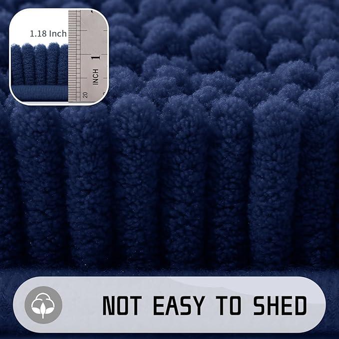 Yimobra Long Bathroom Rugs 44"x24", Extra Soft Non Slip Bath Mat for Tub, Super Absorbent Quick Dry Shaggy Rug Floor Carpet, Machine Washable,Navy Blue - ModernBath