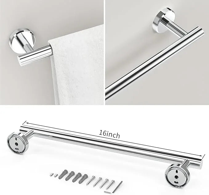 3pc Bathroom Hardware Set with Polished Toilet Paper Holder, Towel Ring, Towel Bar SUS304 Stainless Steel Toilet Paper Roll Holder Wall Mount, Bathroom Towel Holder, Towel Rack Set - ModernBath