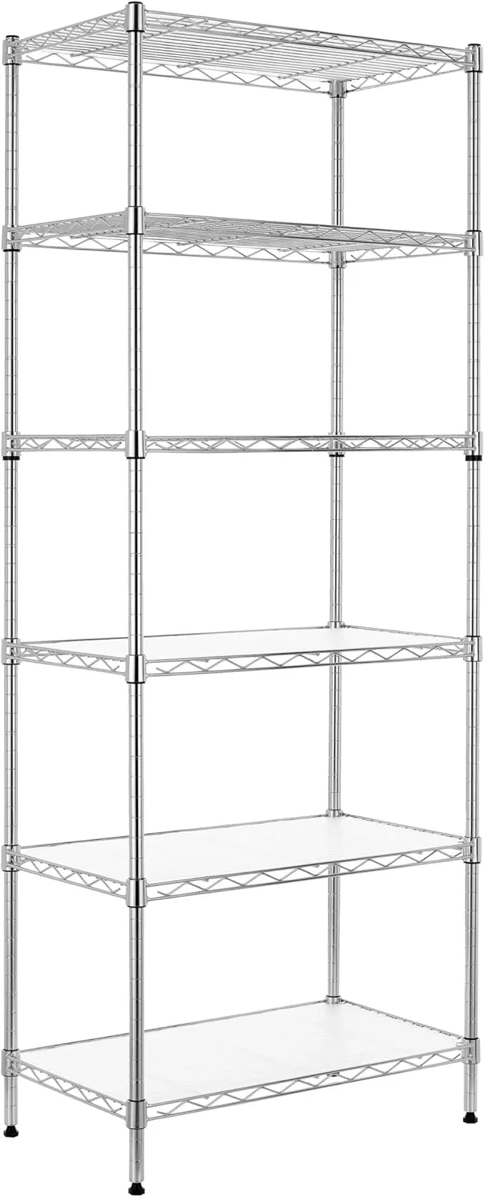 Finnhomy 6-Tier Wire Shelving Unit Adjustable Steel Wire Rack Shelving 6 Shelves Steel Storage Rack or Two 3 Tier Shelving Units with PE mat and Stable Leveling Feet, NSF Certified, Chrome - ModernBath