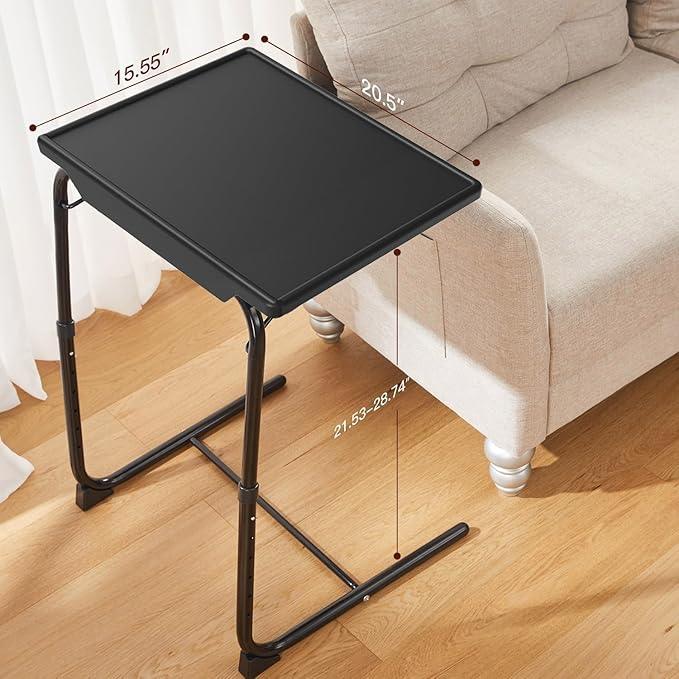 HUANUO Adjustable TV Tray Table - TV Dinner Tray on Bed & Sofa, Comfortable Folding Table with 6 Height & 3 Tilt Angle Adjustments (Black) - ModernBath