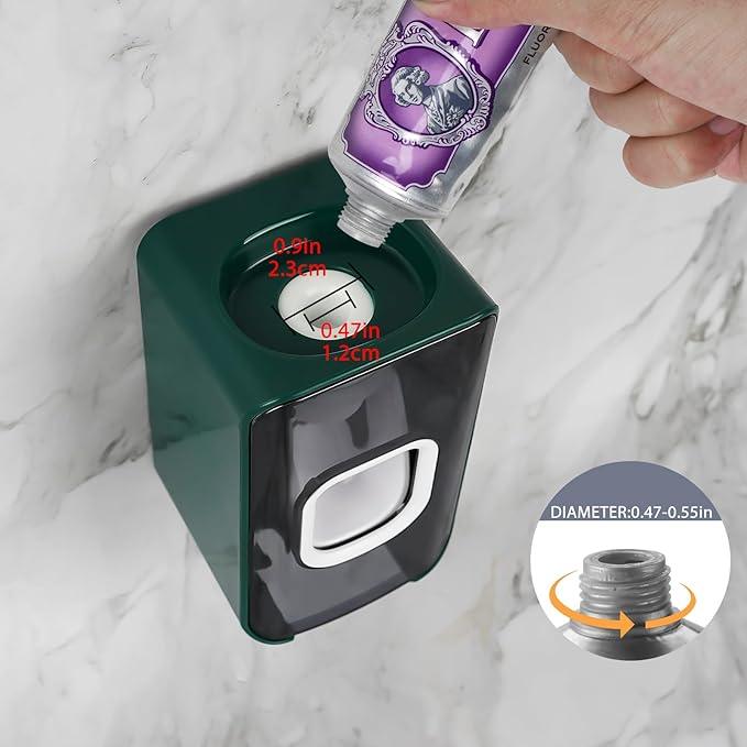 2 Slot Toothbrush Holder and Toothpaste Dispenser Wall Mounted, Automatic Toothpaste Squeezer, 2 in 1 Tooth Brush Toothpaste Organizer for Shower (Green 2Pack) - ModernBath