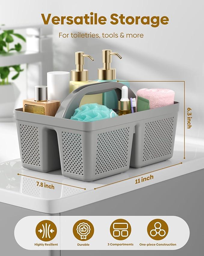 MLIKLU 4 Pack Portable Shower Caddy, Integrated Handle, Reinforced Plastic, Quick-Dry Ventilation Holes, Multi-purpose Storage Basket for Home, Dorm and Bathroom, Kitchen, Under Sink Storage, Black - ModernBath