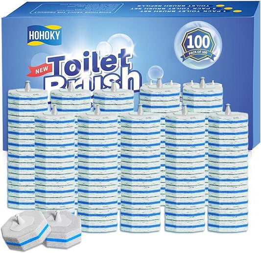 100pc Bulk Toilet Wand Refills - Disposable Toilet Brush Replacement Heads, Pack for Household Cleaning Bathroom cleaners Compatible Heads,washroom mats Brush Cleaning System,Clean Refill Pads. - ModernBath
