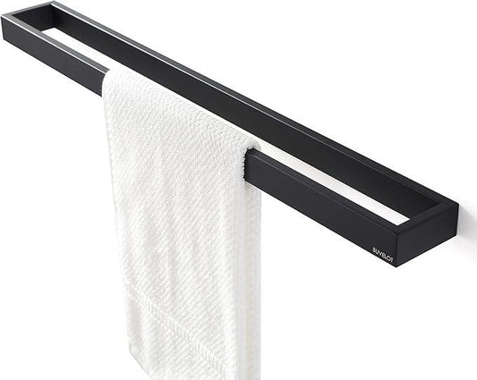 Black Towel Bar, Towel Shelf for Bathroom, Single Towel Holder 24 Inch Wall Mounted, Square Contemporary Bath Towel Rod, Matte Black, 073070-MB Ler Series - ModernBath