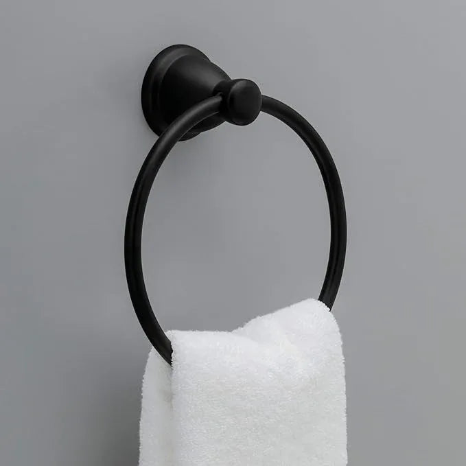 Franklin Brass Kinla 5-Piece Bathroom Set Matte Black 18" and 24" Towel Bar Racks, Toilet Paper Holder, Ring, Hook KIN5PC-MB - ModernBath