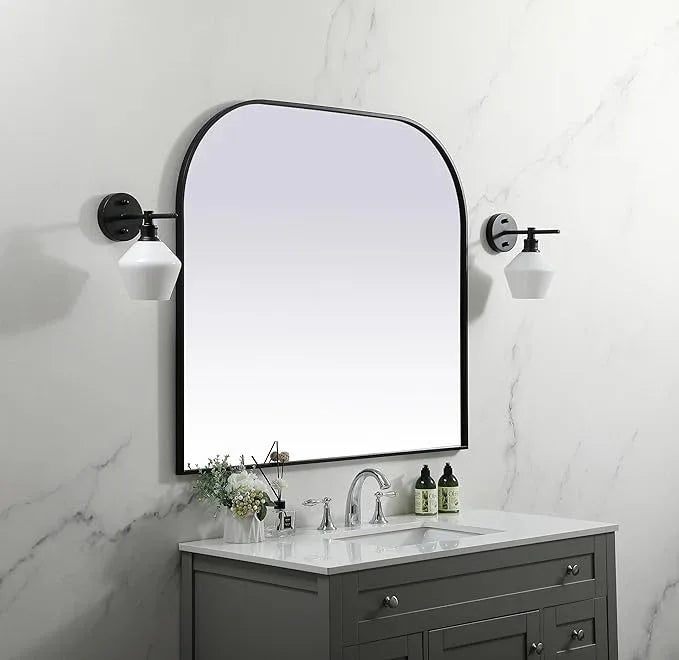 Illuminate, Metal Frame Arch Mirror 42X38 Inch in, Modern, Black - ModernBath