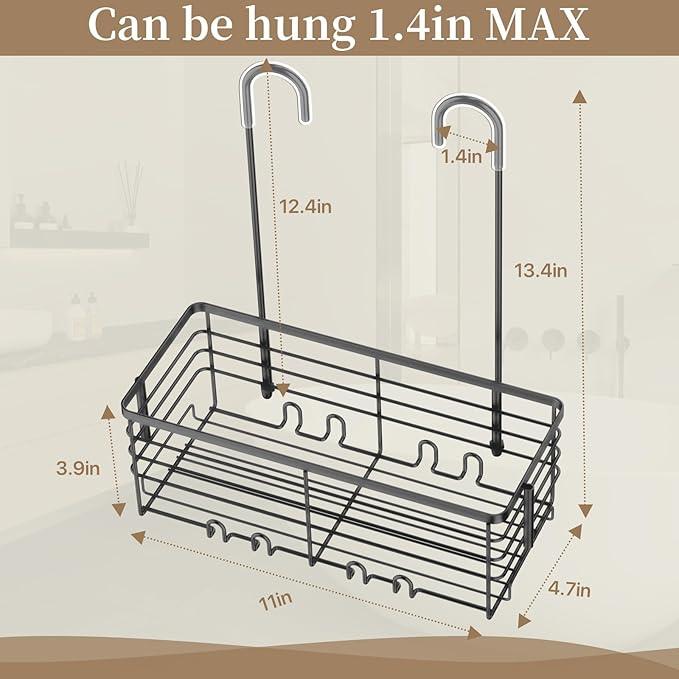DELLAN Hanging Shower Rack, Shower Organizer Hanging for Bathroom, Shower Rack with Hooks Over the Door, Bathroom Shower Caddy and Basket(Black) - ModernBath