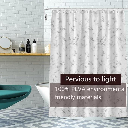 TIKABC Shower Curtain Liner, 4G PEVA Marble Cloud Shower Liner, Plastic Waterproof Shower Curtains, 72x72 inch with Grommet Holes 3 Magnetic Weights - ModernBath