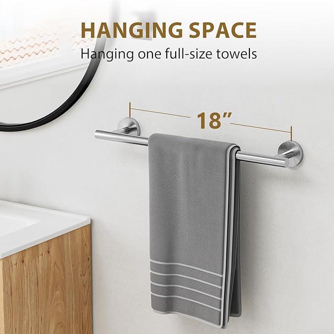 18 Inch Brushed Nickel Towel Bar, Thicken Towel Rack for Bathroom Wall Mounted, SUS304 Stainless Steel Towel Rod, Modern Home Decor (Total Length 20 Inch) - ModernBath