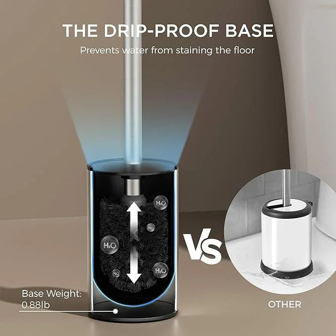 FORIOUS Toilet Brush and Holder Set, 304 Stainless Steel Heavy Duty Base and Handle for Bathroom Deep Cleaning, Toilet Bowl Cleaners Brush with Holder, Space Saving for Storage, Stainless Steel - ModernBath