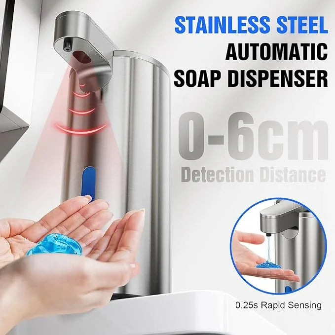 Automatic Soap Dispenser Touchless, Stainless Steel 11.5 oz 3 Levels Adjustable Hand Soap Dispenser with Rechargeable Sensor Pump for Kitchen & Bathroom Liquid Soap - ModernBath