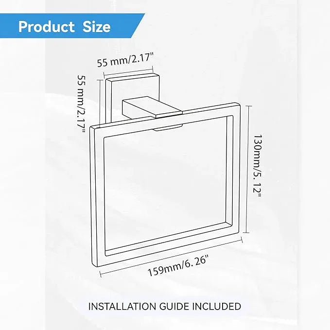 LANC Hand Towel Holder for Bathroom Wall Mount Matte Black and Brushed Gold Square Hand Towel Holder for Bath Lavatory SUS304 Stainless Steel Modern Style Shower Towel Towel Racks Hanger, A8896GK - ModernBath