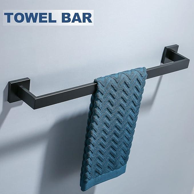 Matte Black Bathroom Accessories Bath Accessories Set Towel Racks for Bathroom Towel Holder Black Bathroom Hardware Set Black Bathroom Towel bar Sets Stainless Steel Bath Accessories kit 23.6 Inch - ModernBath
