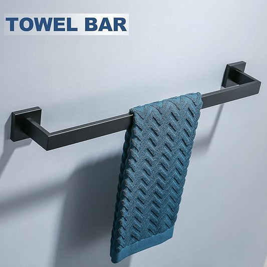 Matte Black Bathroom Accessories Bath Accessories Set Towel Racks for Bathroom Towel Holder Black Bathroom Hardware Set Black Bathroom Towel bar Sets Stainless Steel Bath Accessories kit 23.6 Inch - ModernBath
