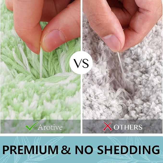 Arotive Microfiber Bathroom Rugs, Shaggy Soft and Absorbent Bath Rug, Non-Slip, Thick Plush Machine Washable Dry Bath Mats for Bathroom, Tub and Shower, 24x16, Sage Green, Rectangular - ModernBath