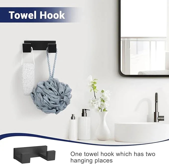 Matte Black Bathroom Hardware Set, 4-Piece Bath Towel Bar Set SUS304 Stainless Steel Towel Rack Set for Bathroom, 23.6 inches Bathroom Towel Holder Set Wall Mounted - ModernBath