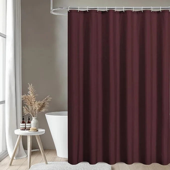 THAIGEE 2-in-1 Waterproof Fabric Shower Curtain or Liner,Linen Textured,Breathable TPU & Washable Bathroom Shower Curtain Set with 12 Plastic Hooks,Modern,72"x72" Burgundy - ModernBath