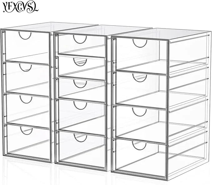 Acrylic Desk Organizers And Accessories With 13 Drawers, Office Desktop Drawers, Plastic Makeup Organizer Containers Bins With Drawers Desk Organization, Bathroom Organizers Storage Case Box Cube - ModernBath
