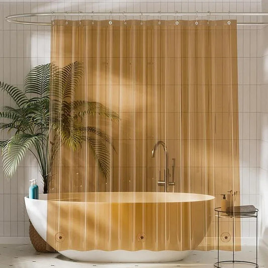 Titanker Shower Curtain Liner, Plastic Shower Liner PEVA 72 x 72 Lightweight Waterproof Shower Curtains for Bathroom with Magnets and Grommets, Clear Amber - ModernBath