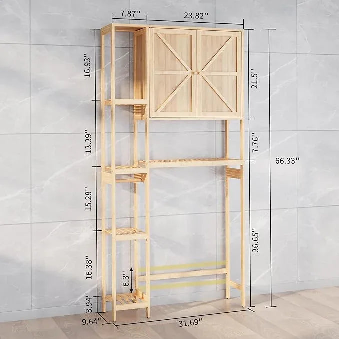 Bamboo Over The Toilet Storage, Above Toilet Organizer Storage Shelf Stand, Tall Freestanding Behind Toilet Rack, Tiered Bathroom Space Saver Shelving, Easy Assembly (Natural) - ModernBath