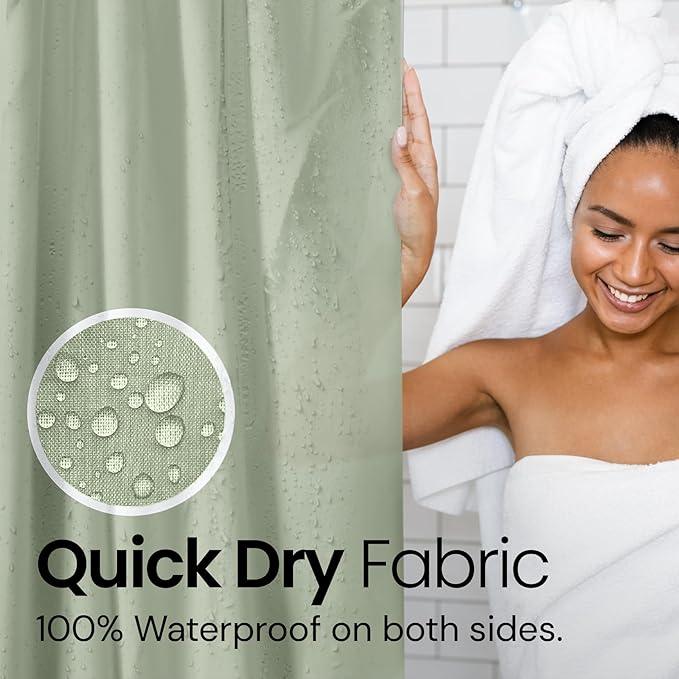 LiBa Green Shower Curtain, Fabric, Water Repellent Shower Curtain, Decorative Bathroom Curtains, 72" W x 72" H, Heavy Duty, Easy to Clean(Green) - ModernBath