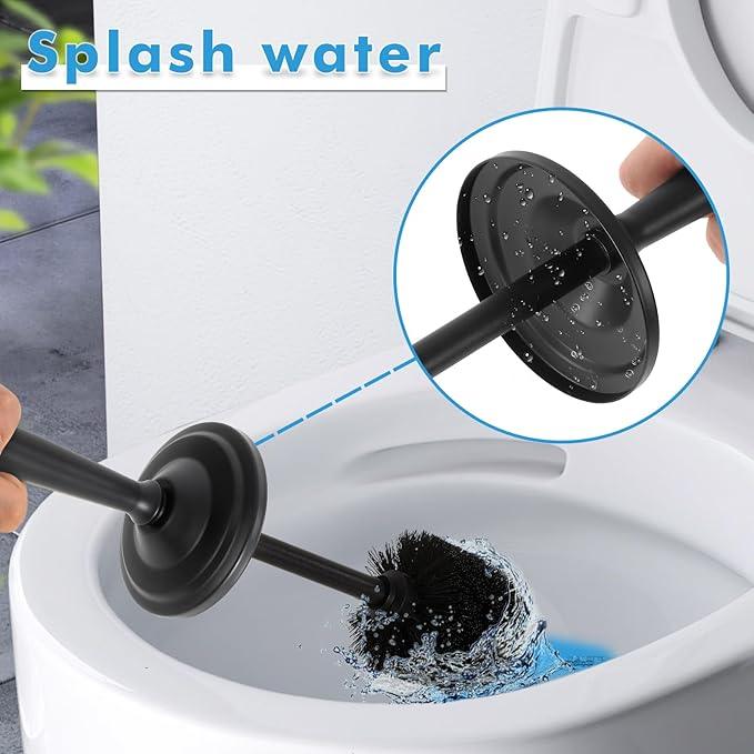 Black Toilet Brush and Holder Set, Stainless Steel Toilet Brush for Bathroom,Heavy Duty Black Toilet Bowl Brush and Holder,Deep Cleaning Modern Toilet Cleaner Brush -Space Saving, Covered Brush - ModernBath
