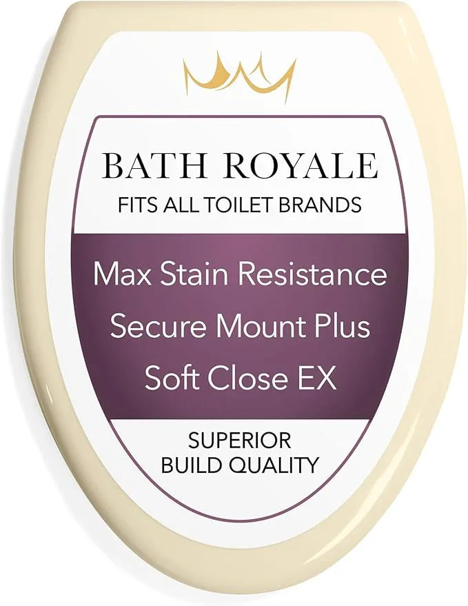Bath Royale Toilet Seat Elongated with Cover BR501-02 Soft Close, Heavy Duty, Comfortable, Stain-Resistant and Easy to Keep Clean, Fits All Toilet Brands, Executive Series - Almond/Bone - ModernBath
