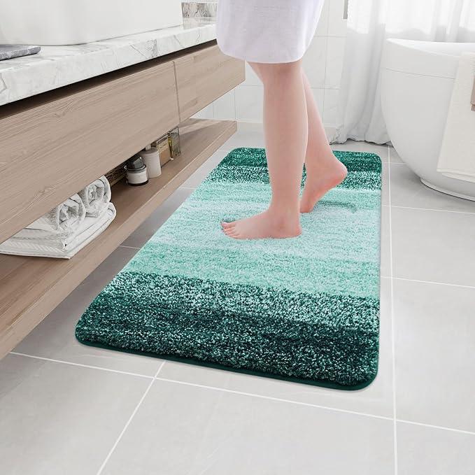 Arotive Microfiber Bathroom Rugs, Shaggy Soft and Absorbent Bath Rug, Non-Slip, Thick Plush Machine Washable Dry Bath Mats for Bathroom, Tub and Shower, 40x24, Dark Green, Rectangular - ModernBath