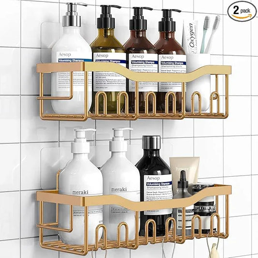 EUDELE Shower Caddy 2 Pack, Adhesive Organizer for Bathroom Storage, Home Decor & Kitchen, No Drilling, Rustproof Stainless Steel Shelf, Bathroom Decor Sets - ModernBath