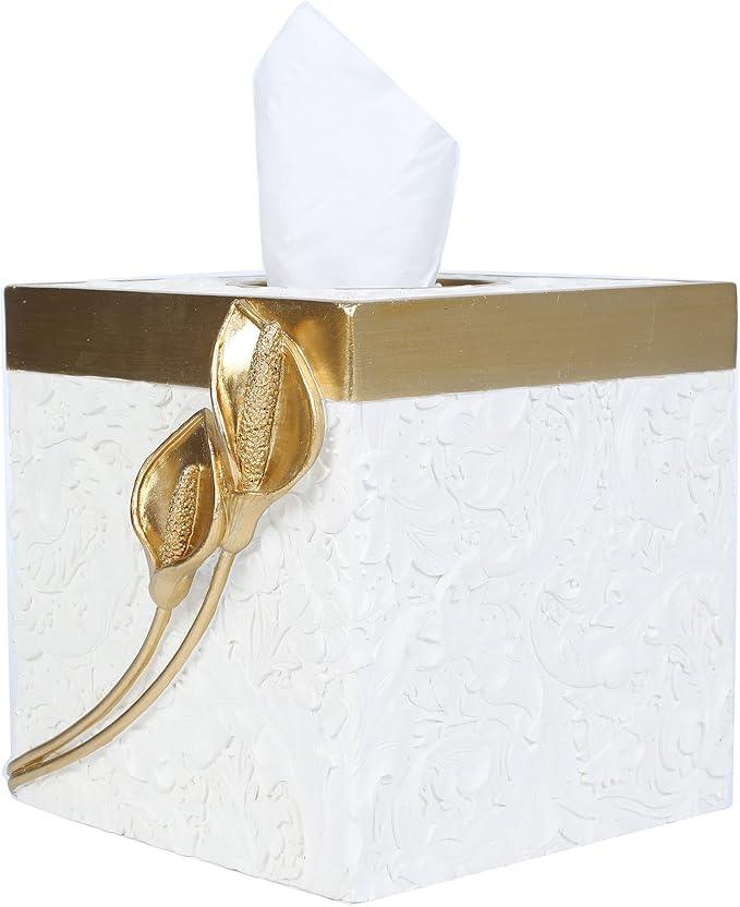 Hymmah Modern Square Tissue Box Cover Holder,Bathroom Accessories Decor Unique Design Tissue Box Cover for Bathroom Vanity Counter Tops Also Great for Bedrooms and Living Rooms - ModernBath
