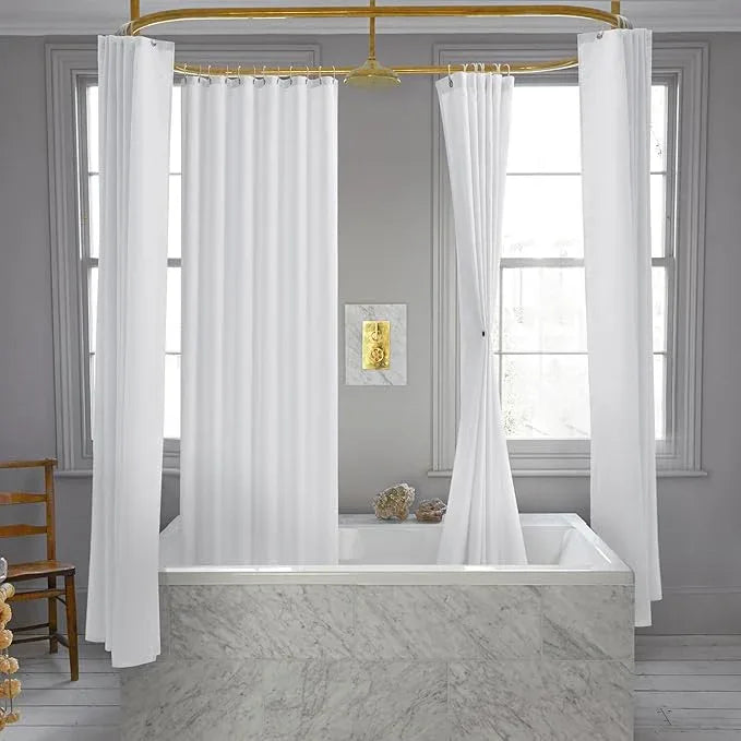 Nasitos Extra Long Fabric Shower Curtain Liners 4 Pack - W72 x H84 - Water Resistant Cloth Shower Curtains with Magnets, Soft Hotel Quality, Machine Washable (White, Magnets Included) - ModernBath