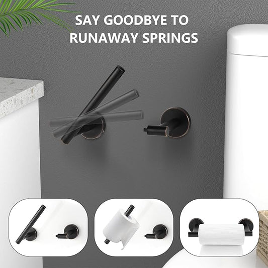 Newfun Oil Rubbed Bronze Toilet Paper Holder, SUS 304 Stainless Steel Adjustable Double Post Pivoting Toilet Paper Roll Holder Wall Mount for Bathroom