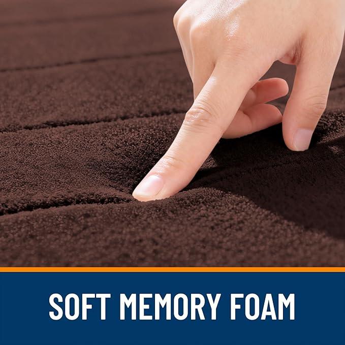OLANLY Memory Foam Bath Mat 24x16, Super Soft Absorbent Bathroom Rugs, Quick Dry, Machine Washable Shower Floor Rugs, Bathmat Carpet, Bathroom Home Decor Accessories, Brown - ModernBath