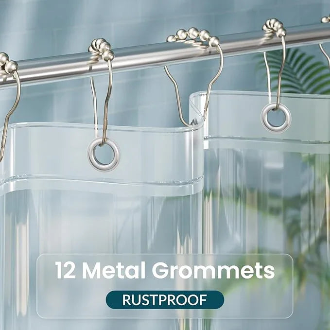 Titanker Extra Long Shower Curtain Liner 72 x 84 Clear Plastic Shower Liner PEVA Waterproof Lightweight Shower Curtain with Liner for Bathroom with Magnets and Grommets - ModernBath