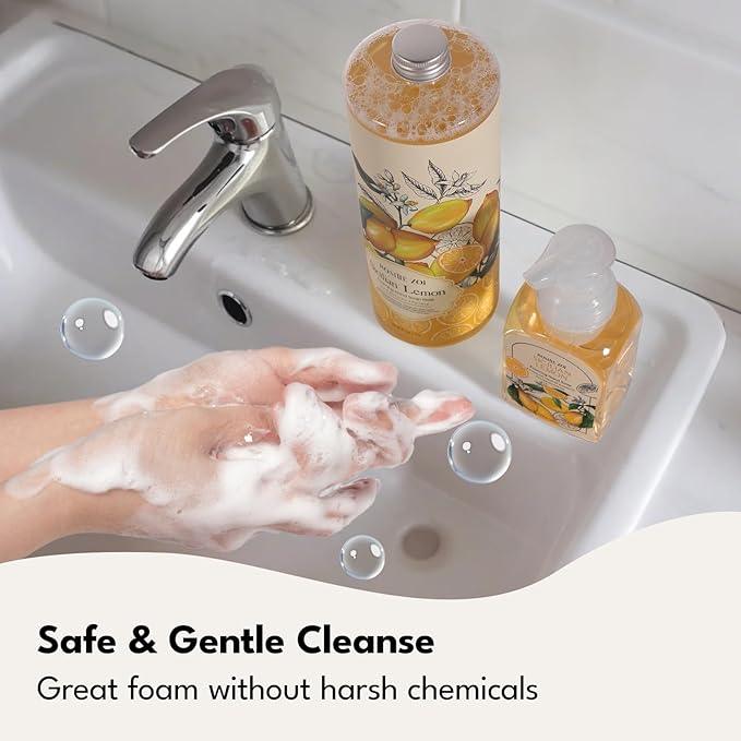 ROMIIE ZOI Hand Soap Refills Foaming 3pack (33.8 Fl Oz) + Reuseable Foam Soap Dispenser, Natural and Moisturizing Foaming Refills Kit, Lemon Hand Soap Refills - ModernBath