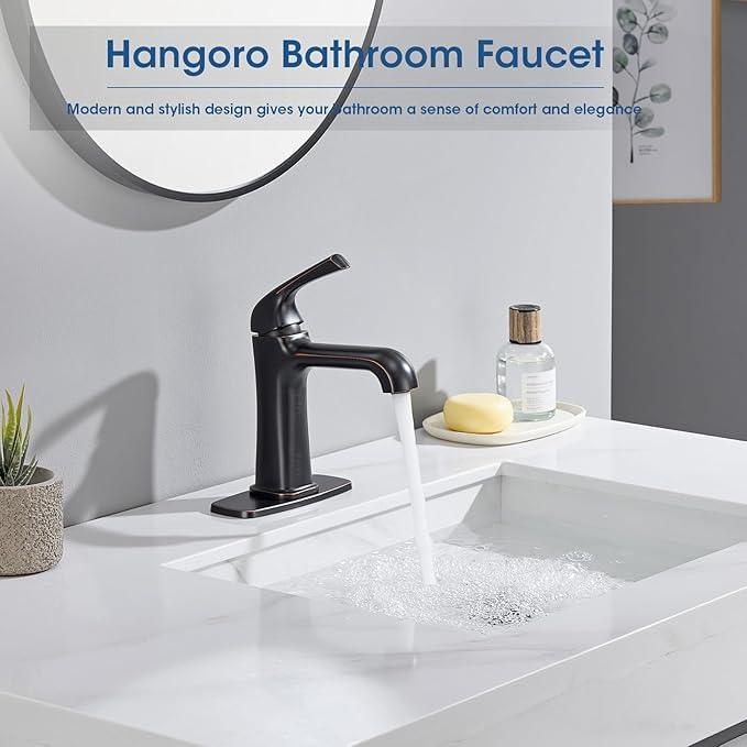 Oil-Rubbed Bronze Bathroom Faucet, Brass Single Hole Bathroom Faucets for 1 or 3 Holes, Vanity Faucet with Supply Lines and Deck Plate, Pop Up Drain - ModernBath