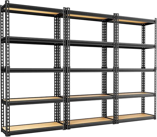LEVELEVE 5-Tier Storage Shelving Unit, 2020 lbs Capacity,Heavy Duty Adjustable Metal Utility Shelf, 30" L x 12" W x 60" H for Garage, Kitchen, Pantry, Basement, Bathroom, Laundry, 3 Pack - ModernBath