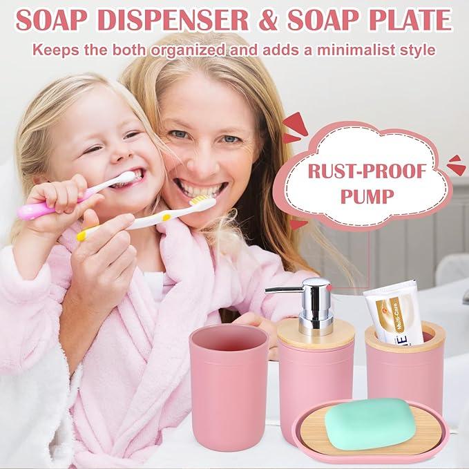 iMucci Bathroom Accessories Bathroom Sets with Shower Curtain, Bath Towel Set, Trash Can, Toilet Brush, Soap Dispenser, Bathroom Accessories Set Complete - ModernBath